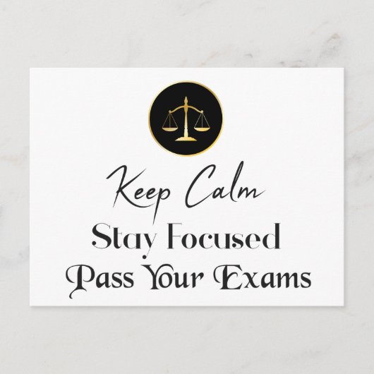 Carte Postale Reste Calme ! Restez Concentrés. Passez Vos Examen (Devant)