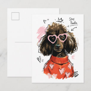 Carte Postale Reste Poodle Chien avec Lunettes de soleil en form