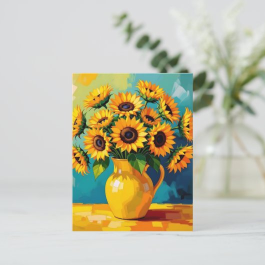 Carte Postale Rester en contact | Fleurs jaunes (Debout devant)