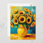 Carte Postale Rester en contact | Fleurs jaunes (Devant / Derrière)