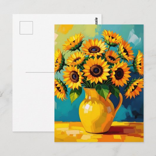 Carte Postale Rester en contact | Fleurs jaunes (Devant / Derrière)