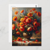 Carte Postale Rester en contact | Poppies rouges (Devant / Derrière)