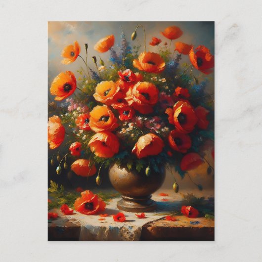 Carte Postale Rester en contact | Poppies rouges (Devant)