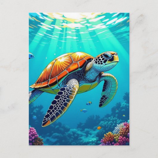 Carte Postale Rester en contact | Tortue de mer (Devant)