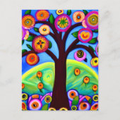 Carte Postale Rester en contact | Whimsical Tree Folk Art (Devant)