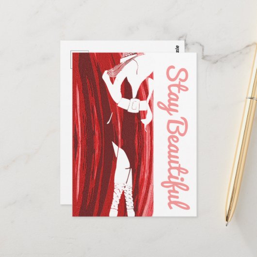 Carte Postale Restez belle épaisse poussette (Devant/Arrière en situation)