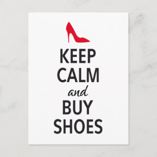 Carte Postale Restez calme et achetez des chaussures, art du mot