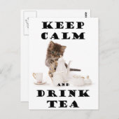 Carte Postale restez calme et buvez un thé chaton (Devant / Derrière)