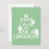 Carte Postale Restez calme et demandez à un bibliothécaire (Devant / Derrière)