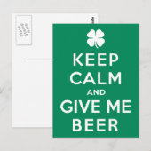 Carte Postale Restez calme et donnez-moi de la bière (Devant / Derrière)