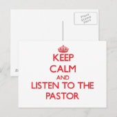 Carte Postale Restez calme et écoutez le pasteur (Devant / Derrière)