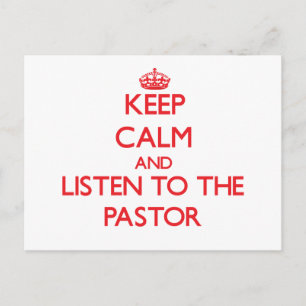 Carte Postale Restez calme et écoutez le pasteur