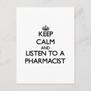 Carte Postale Restez calme et écoutez un pharmacien
