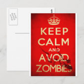 Carte Postale Restez calme et évitez les zombies (Devant / Derrière)