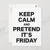 Carte Postale Restez calme et faites semblant de son vendredi (Devant / Derrière)