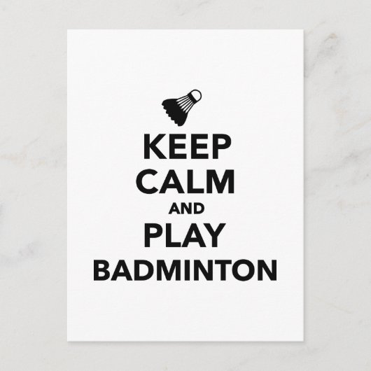 Carte Postale Restez calme et jouez à Badminton (Devant)