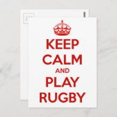 Carte Postale Restez Calme Et Jouez Au Rugby (Devant / Derrière)