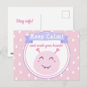 Carte Postale Restez calme et lavez-vous les mains ! Arrêter le  (Devant / Derrière)