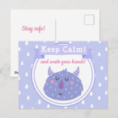 Carte Postale Restez calme et lavez-vous les mains ! Arrêter le (Devant / Derrière)