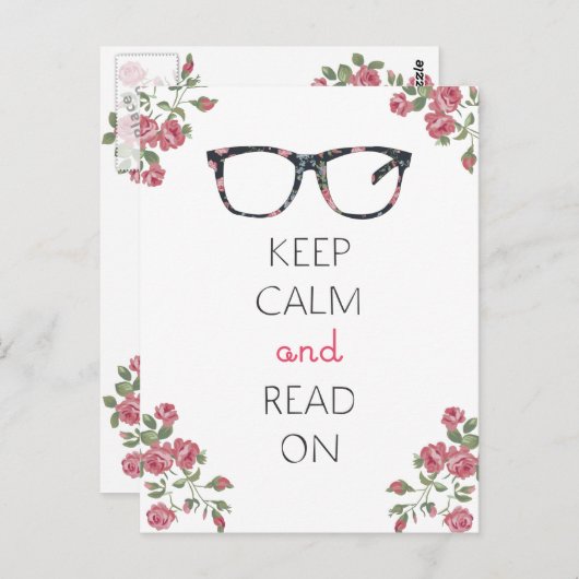 Carte Postale Restez calme et lisez sur (Devant / Derrière)