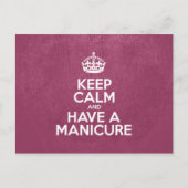Carte Postale Restez calme et mangez une manucure, Cuir rose, Co (Devant)