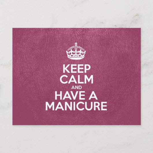 Carte Postale Restez calme et mangez une manucure, Cuir rose, Co (Devant)