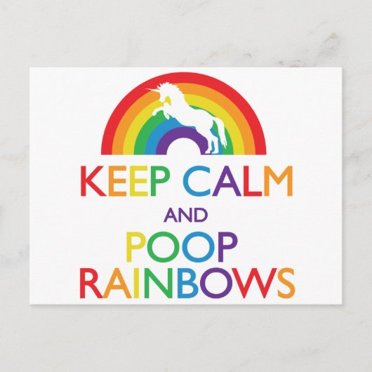 Carte Postale Restez calme et Poop Rainbows Unicorn (Devant)