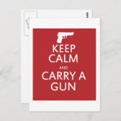 Carte Postale Restez calme et portez un pistolet (Devant / Derrière)