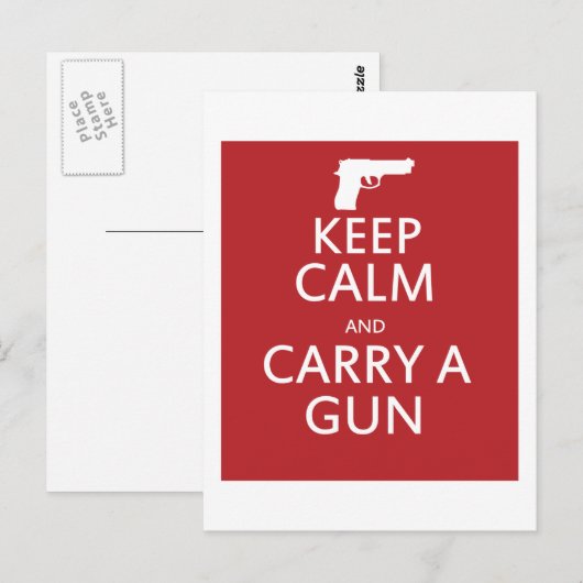Carte Postale Restez calme et portez un pistolet (Devant / Derrière)