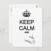 Carte Postale restez calme et qui s'en soucie ? ! (Devant / Derrière)
