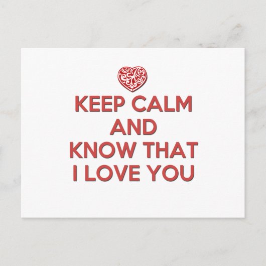 Carte Postale Restez calme et sachez que je vous aime (Devant)