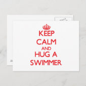 Carte Postale Restez calme et serrez dans vos bras une nageuse (Devant / Derrière)