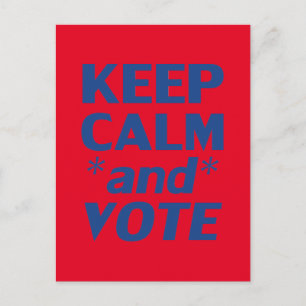 Carte Postale Restez calme et votez typographie moderne bleu et 