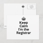 Carte Postale Restez calme Je suis le registraire (Devant / Derrière)