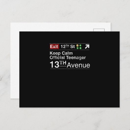 Carte Postale Restez Calme Je Suis Officiellement un Adolescent, (Devant / Derrière)