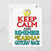 Carte Postale Restez calme — Karma (Devant / Derrière)