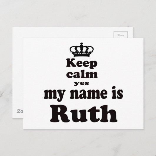 Carte Postale Restez Calme Oui Mon Nom Est Ruth (Devant / Derrière)