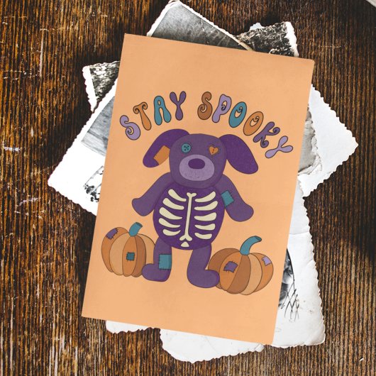 Carte Postale Restez Éffrayant Skeleton Dog Halloween