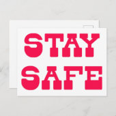 Carte Postale Restez en sécurité ! Coronavirus - Encouragement (Devant / Derrière)
