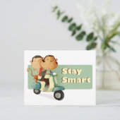 Carte Postale Restez intelligent Scooter Monkeys (Debout devant)