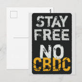 Carte Postale Restez libre - Pas de CBDC (Devant / Derrière)