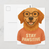 Carte Postale Restez Pawsitive (Devant / Derrière)