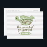 Carte Postale Rétablissement rapide Vœux amusants et mignons Soi<br><div class="desc">Il n'y a pas de meilleur moyen de remonter le moral d'un ami ou d'un membre de la famille avec un peu d'humour lorsqu'ils sont malades et leur souhaiter un prompt rétablissement que cette carte mignonne avec une tortue sur le dos. Ajoutez votre adresse de retour au verso en cliquant...</div>