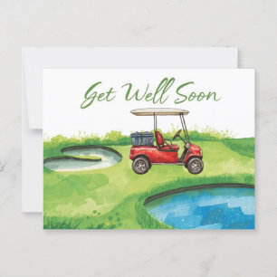 Carte Postale Rétablissez-vous vite avec un chariot de golf sur
