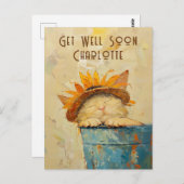 Carte Postale Rétablissez-vous vite Coutume Ensoleillé Tournesol (Devant / Derrière)