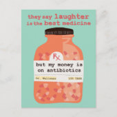 Carte Postale Rétablissez-vous vite Rire vs Antibiotiques PERSON (Devant)