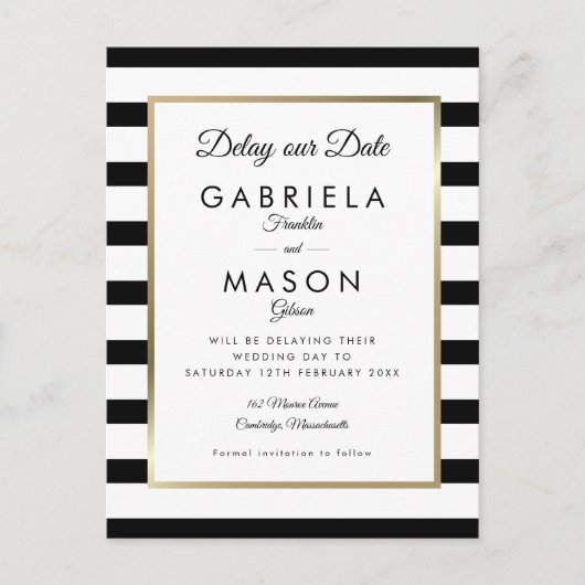 Carte Postale Retard moderne notre date reportée noir et blanc (Devant)