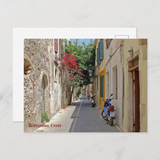 Carte postale Rethymno Crete Old Town Street (Devant / Derrière)