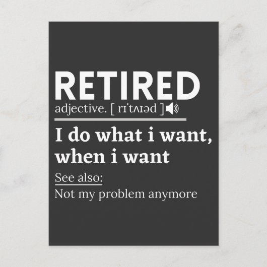 Carte Postale retired definition, funny retirement, retired (Devant)