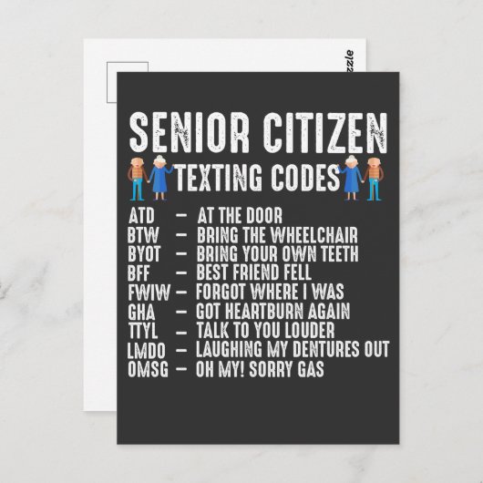 Carte Postale Retired elderly Person Senior Citizen Texting Code (Devant / Derrière)